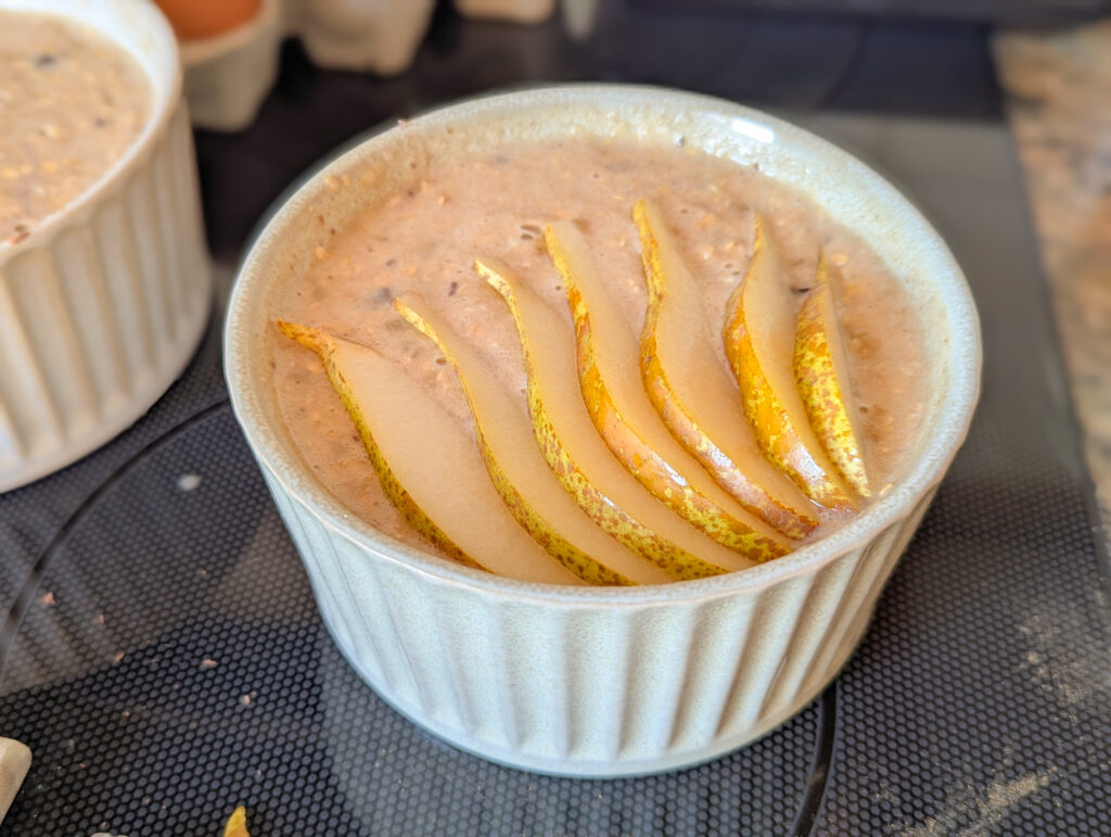 Bowlcake poire-choco avant cuisson