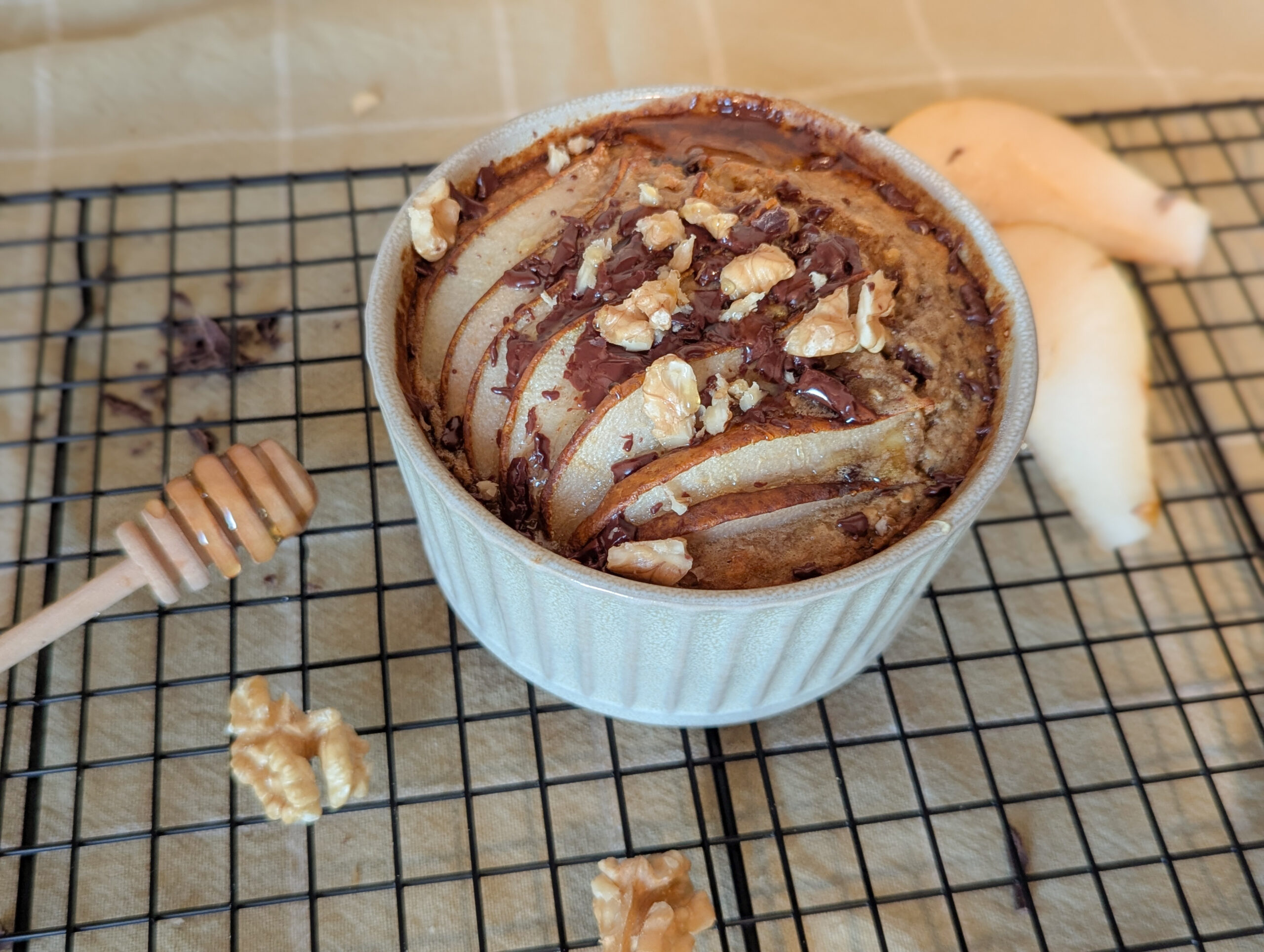 Bowlcake banane, avoine & chocolat noir