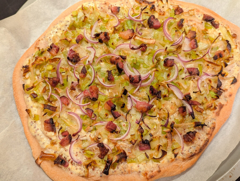 pizza à la sortie du four