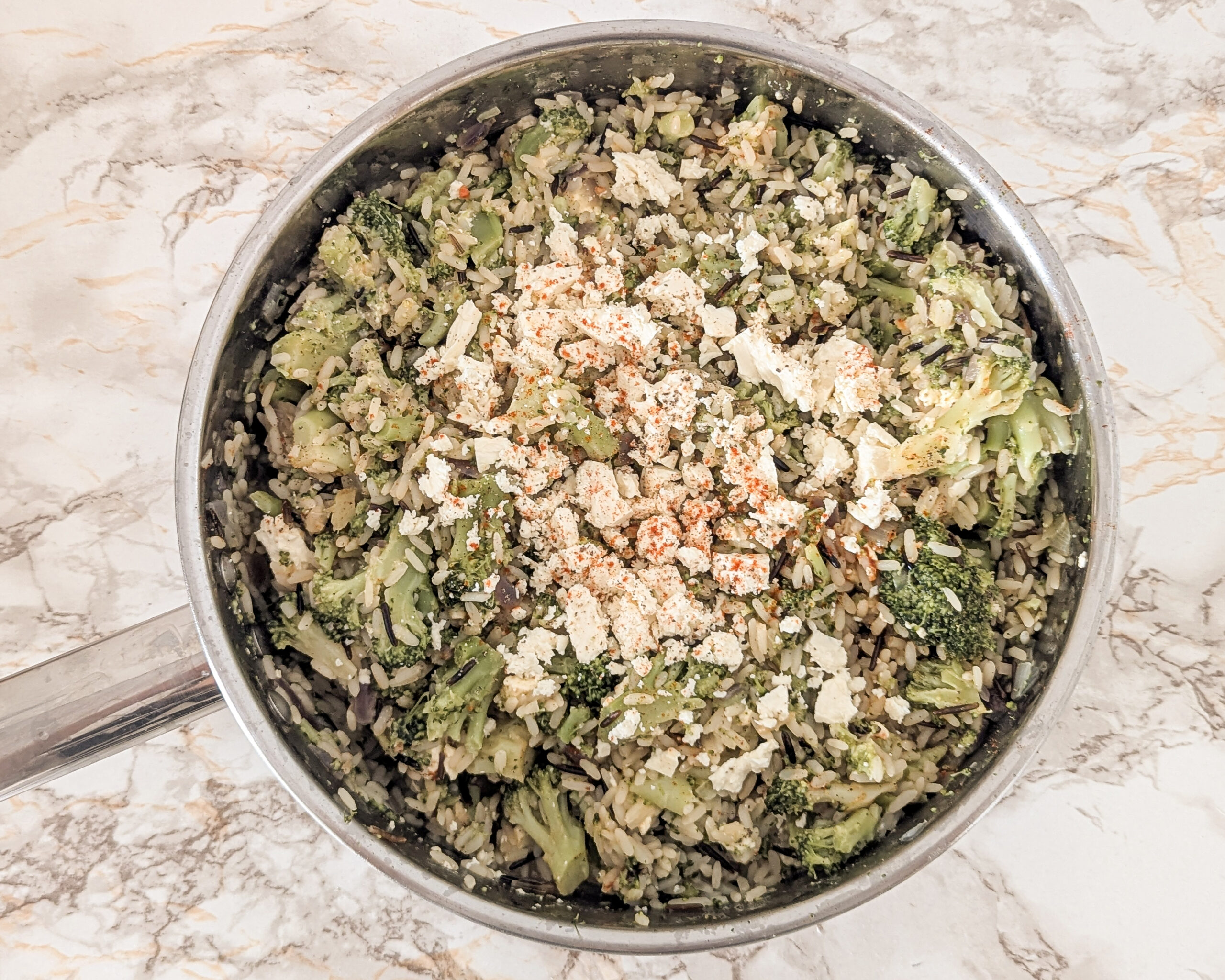 One pot de riz sauvage, brocolis & feta